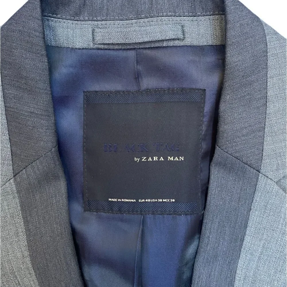 🕶️ Zara Black‎ Tag Men’s Fitted Gray Blazer – Size 40 | Sharp AF